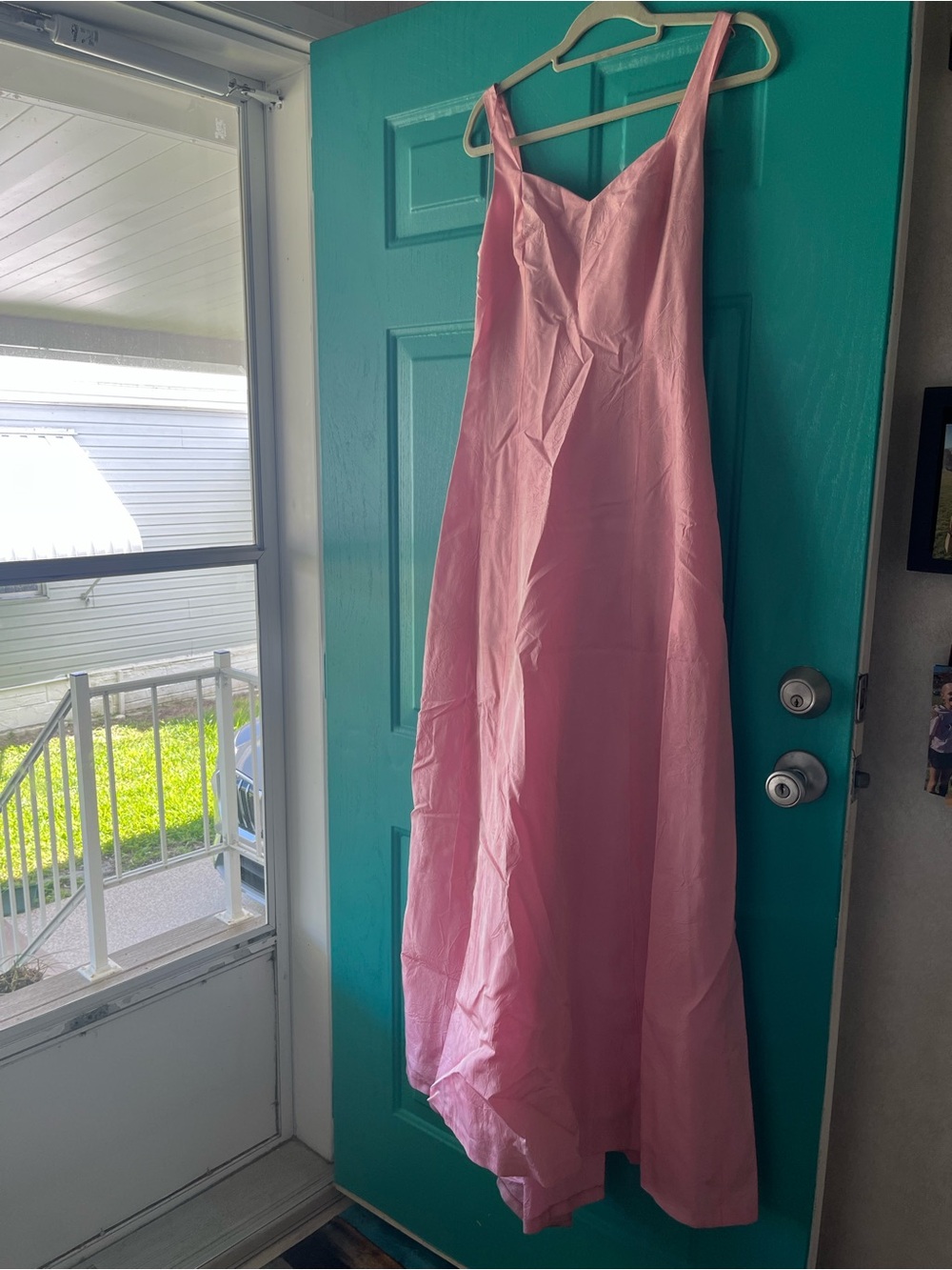 Pink Sleeveless V-Neck Maxi Dress